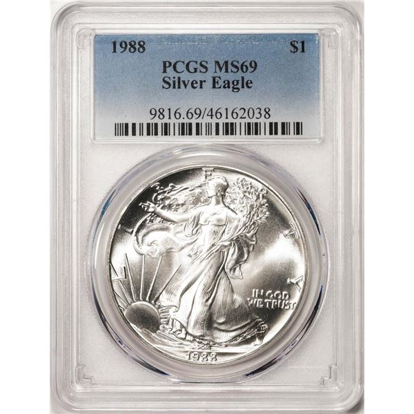 1988 $1 American Silver Eagle Coin PCGS MS69