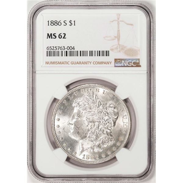 1886-S $1 Morgan Silver Dollar Coin NGC MS62