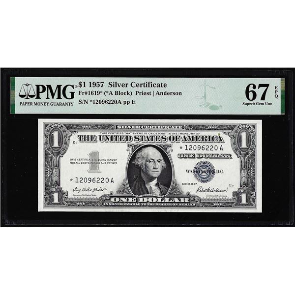 1957 $1 Silver Certificate STAR Note Fr.1619* PMG Superb Gem Uncirculated 67EPQ