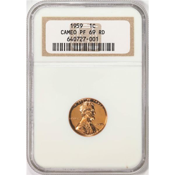 1959 Proof Lincoln Memorial Cent Coin NGC PF69RD Cameo