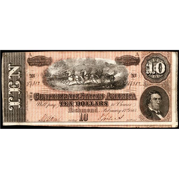 1864 $10 Confederate States of America Note