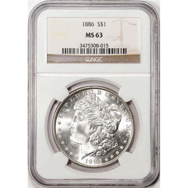 1886 $1 Morgan Silver Dollar Coin NGC MS63