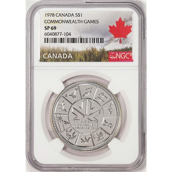 1978 Canada $1 Commonwealth Games Silver Dollar Coin NGC SP69