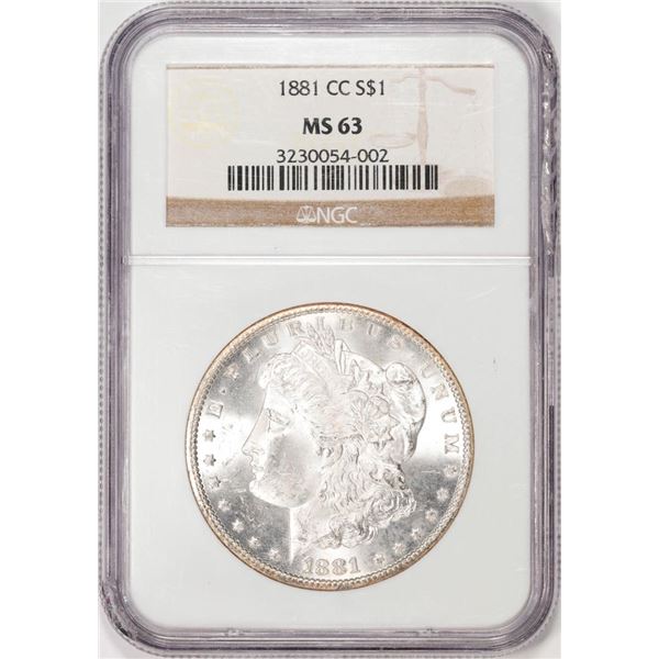 1881-CC $1 Morgan Silver Dollar Coin NGC MS63