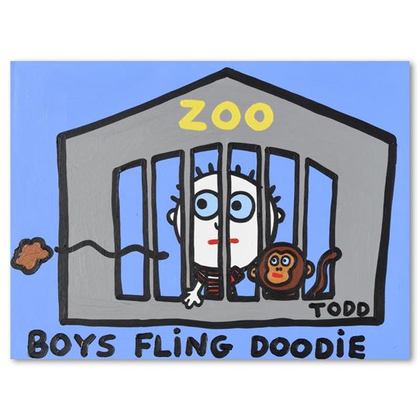 Todd Goldman "Boys Fling Doodie" Original Acrylic on Canvas