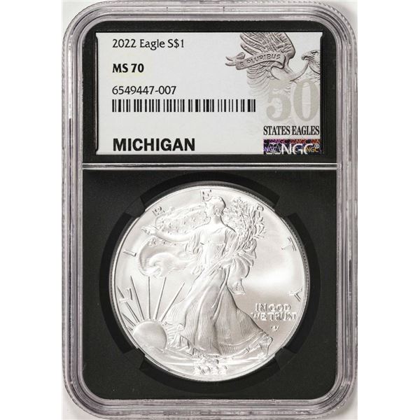 2022 $1 American Silver Eagle Coin NGC MS70 Michigan State Eagles