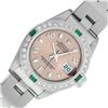 Image 1 : Rolex Ladies Stainless Steel Salmon Arabic Emerald and Diamond Datejust Wristwatch