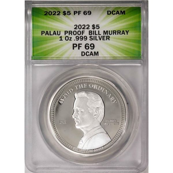 2022 $5 Palau Proof Bill Murray Silver Coin ANACS PF69DCAM