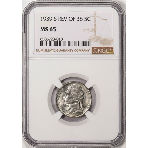 1939-S Reverse of 1938 Jefferson Nickel Coin NGC MS65