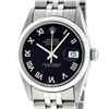 Image 1 : Rolex Mens Stainless Steel Black Roman Datejust Wristwatch