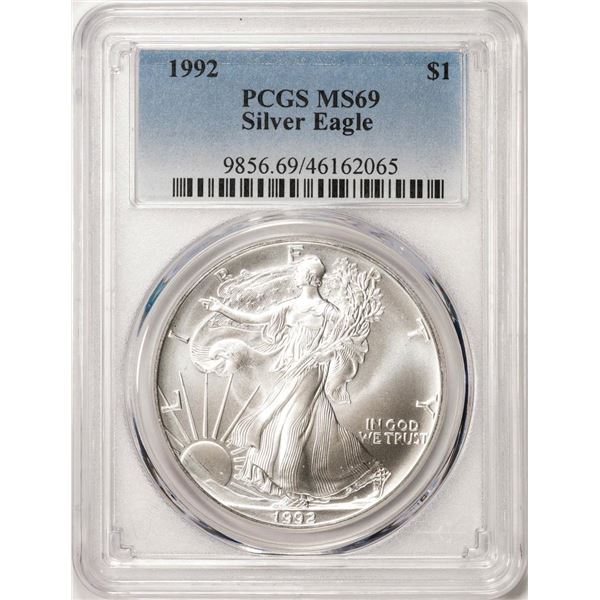 1992 $1 American Silver Eagle Coin PCGS MS69