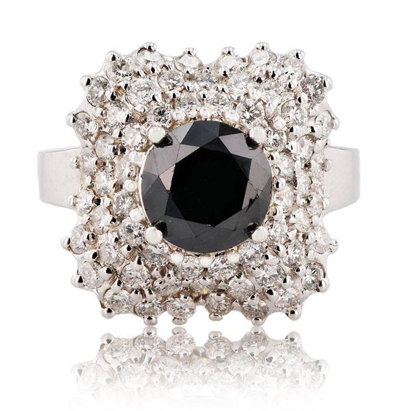 2.66 ctw Black Diamond 18K White Gold Ring (3.96 ctw Diamonds)