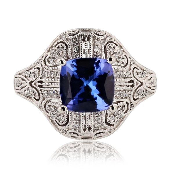 1.89 ctw Tanzanite and 0.21 ctw Diamond Platinum Ring