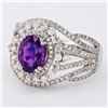 Image 2 : 2.21 ctw Purple Sapphire and 0.83 ctw Diamond Platinum Ring (GIA CERTIFIED)