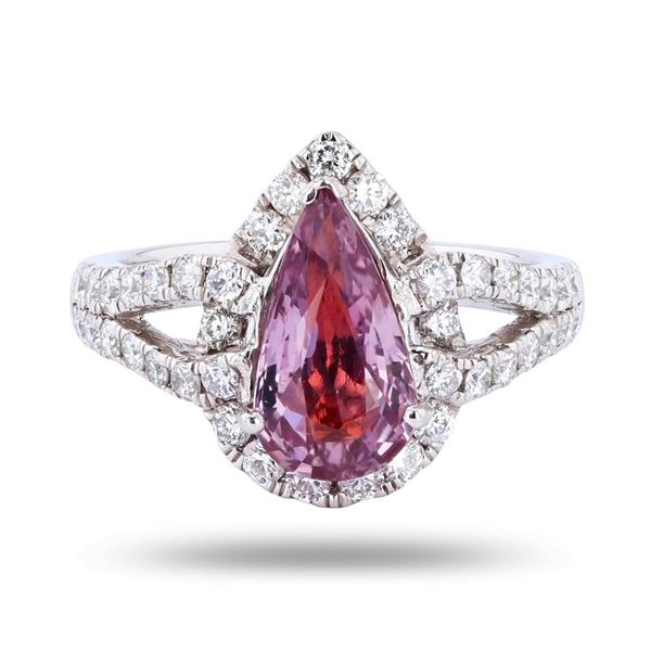 2.50 ctw UNHEATED Pink Sapphire and 0.90 ctw Diamond Platinum Ring (GIA CERTIFIE