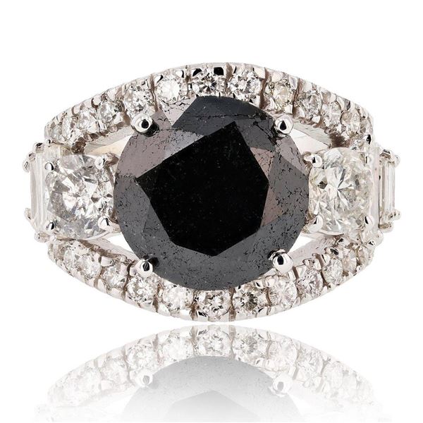 8.57 ctw Black CENTER Diamond 14K White Gold Ring (12.51 ctw Diamonds)