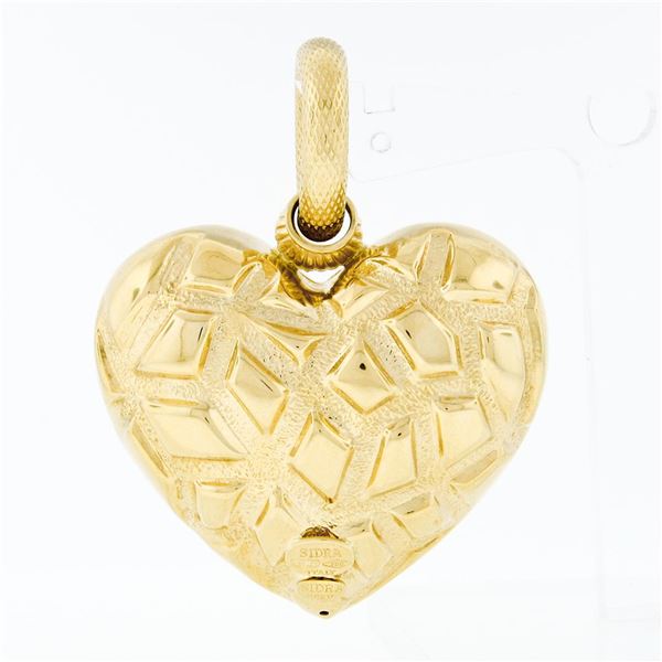 Sidra Brev Italian 18K Yellow Gold Large Puffed Textured Mosaic Heart Pendant