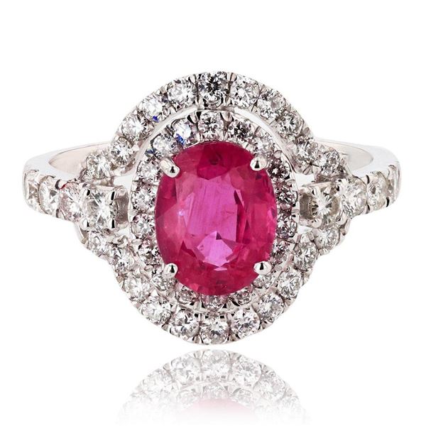 1.75 ctw Pink Sapphire and 0.76 ctw Diamond Platinum Ring