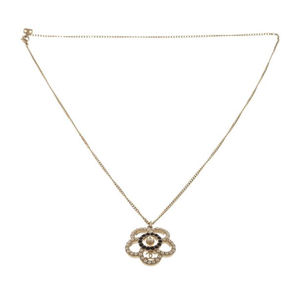 Chanel Gold Camellia Pearl Necklace