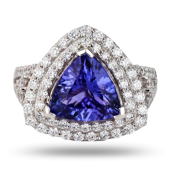2.86 ctw Tanzanite and 0.97 ctw Diamond 14K White Gold Ring