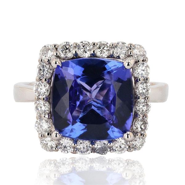 4.76 ctw Tanzanite and 0.79 ctw Diamond 18K White Gold Ring
