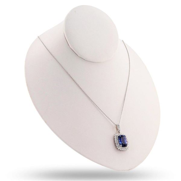 9.18 ctw Tanzanite and 1.33 ctw Diamond Platinum Pendant/Necklace