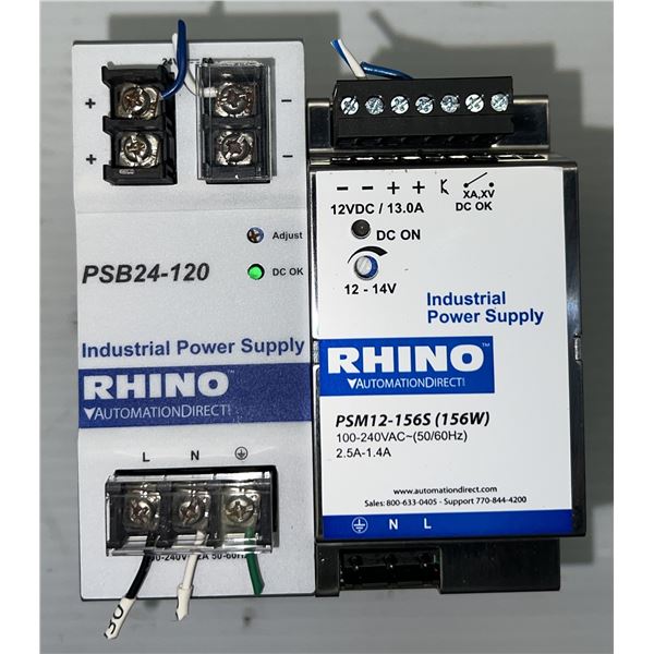 Lot of (2) Rhino #PSB24-120 & #PSM12-1565 (156W) Power Supplies