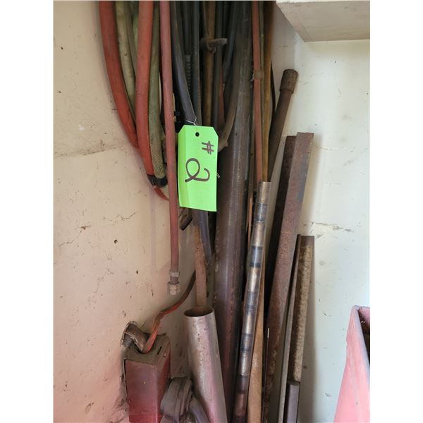 Qty of metal pipe, angle bars, air hose, air arc etc. (In the Corner)