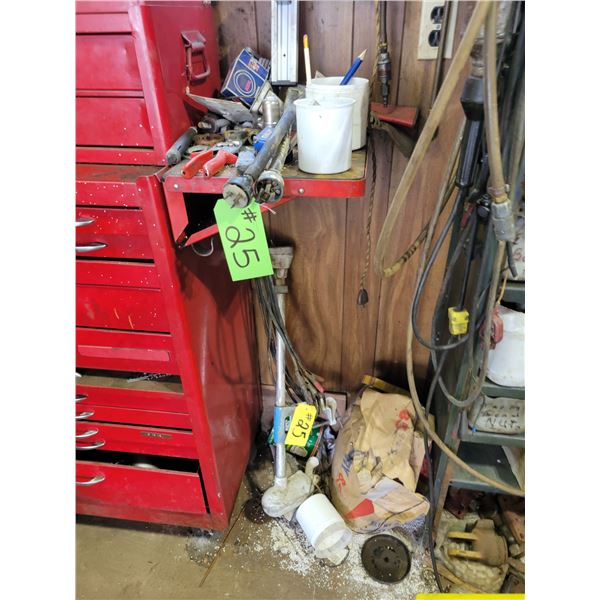 Small 12V trolling motor, floor dry, tin snips and misc.