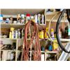 Image 12 : Contents on shelf; qty of paints, coatings, cleaners, glue, misc. small parts, gauges, propane, spri