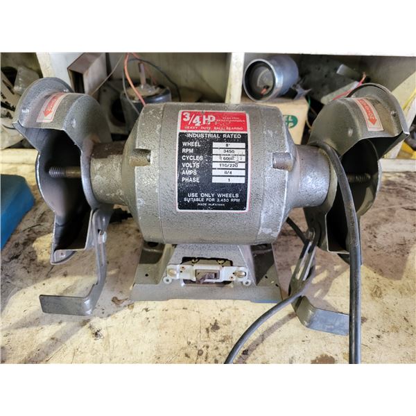 Dual elec. Bench grinder, 110V, 1ph, 3/4 hp, & stone dresser