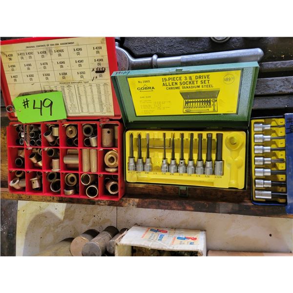 Brass bushings, 19-pc Allen socket set & Jet Allen key set