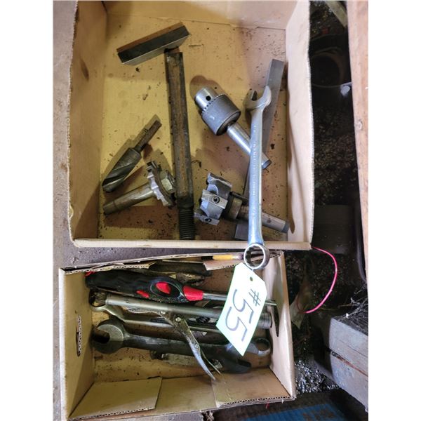 2- Tapered machine cutters, 1- tapered chuck & misc. tools