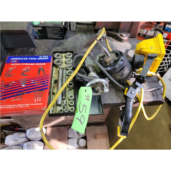 Elec. Lathe attach. and mount, brushing remover and installer kit, 30 pc American tool grip and stor