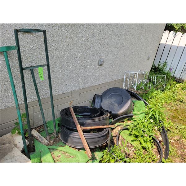 3- Flower pot stands, qty of garden edging ands misc.
