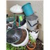 Image 2 : Misc. garden and yard supplies: rain barrel, pots etc.