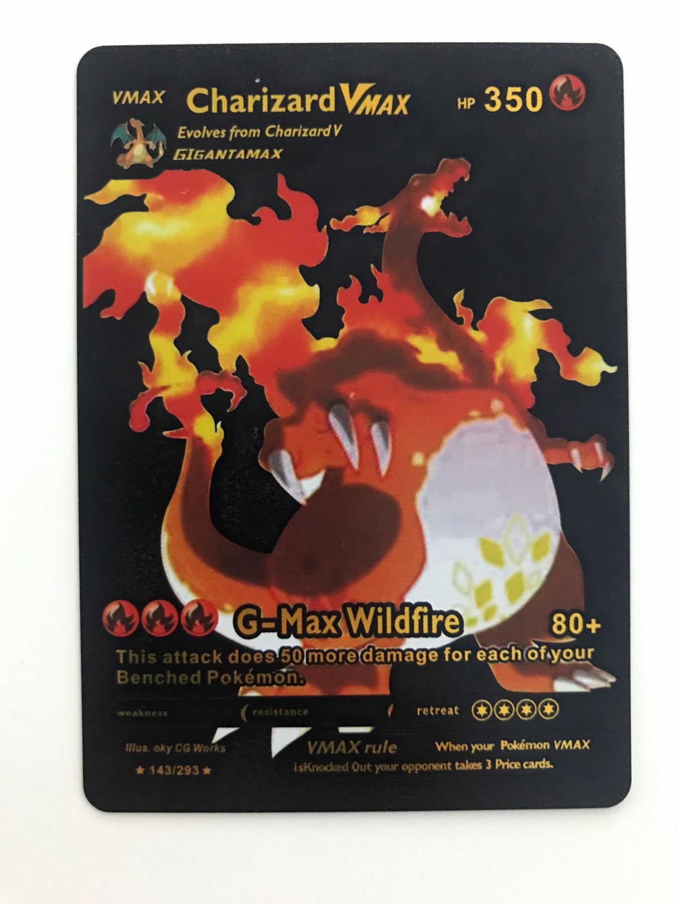 LIMITED EDITION Pokemon Charizard VMAX Gigantamax 350HP Black Foil Card LIMITED EDITION Pokemon Charizard VMAX Gigantamax 350HP Black Foil Card
