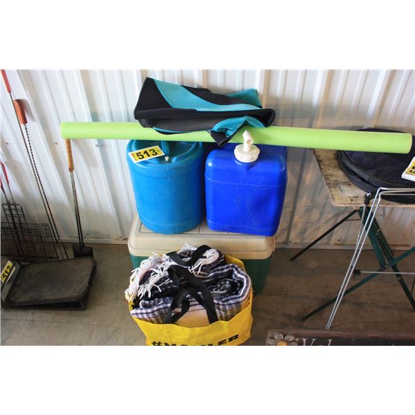 Coleman cooler and water jugs