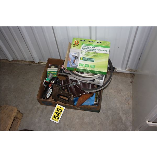 electric hot glue gun, electric staple gun, tool pouch, window installation kit