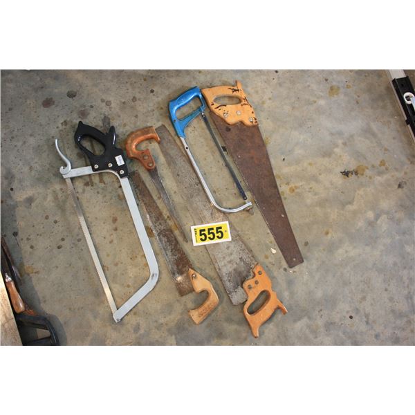 assorted wood saws and meat saw