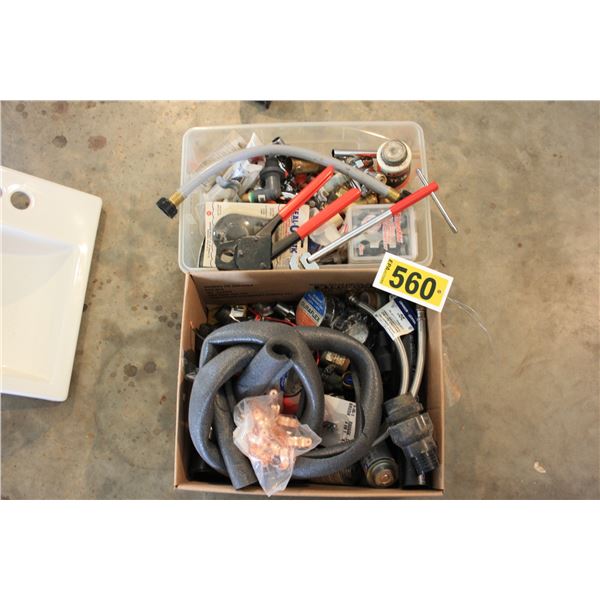 assorted plumbing tools and supplies