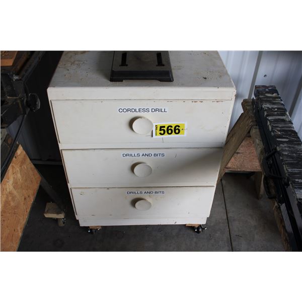 white dresser comes with assorted drill bits