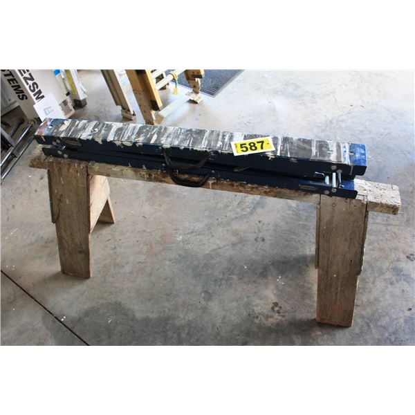 2 folding saw horses and one wood saw horse