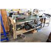 Image 1 : workbench with green counter 6 ft on Castor's wired with electric plugs