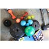 Image 2 : assorted weights and exercise equipment