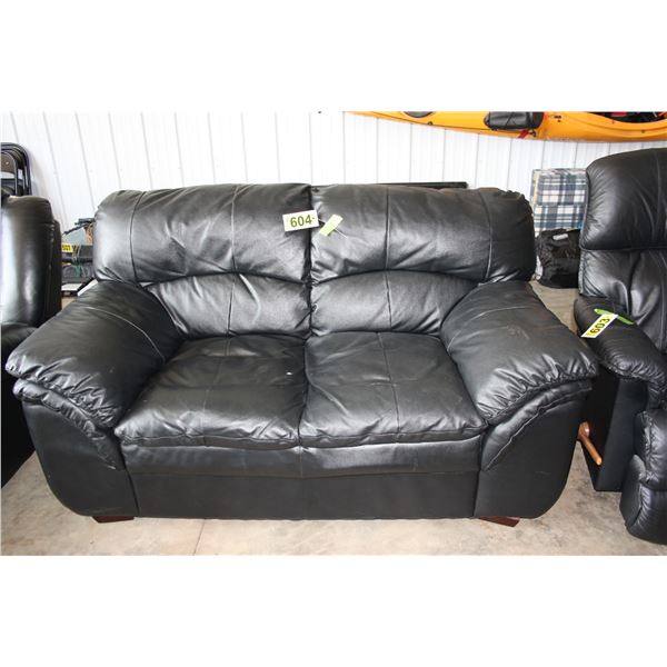black leather loveseat