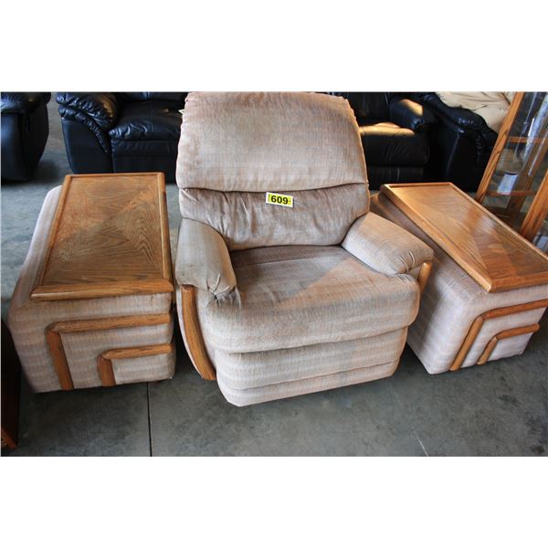 cloth recliner with matching end tables