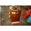 Image 1 : wooden garbage bin with garbage bag bottom drawer, and stain glass picture