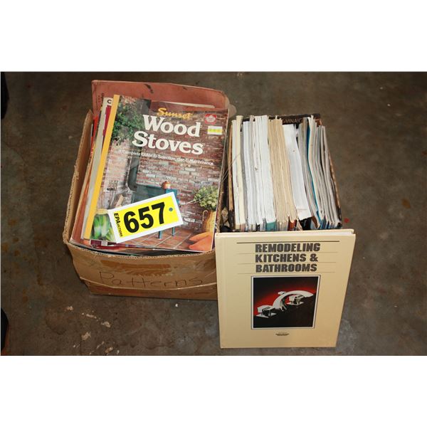 box of woodworking/handyman books, woodworking pattern