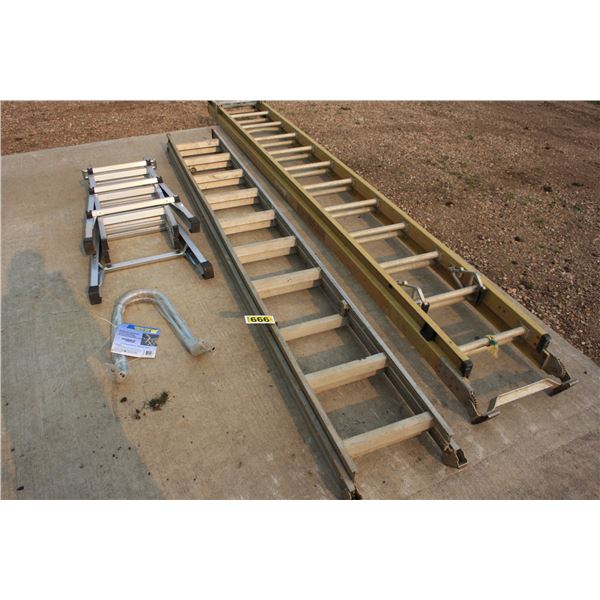 2 extension ladders, 1 folding ladder